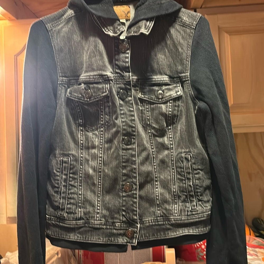 American Eagle hooded denim jacket